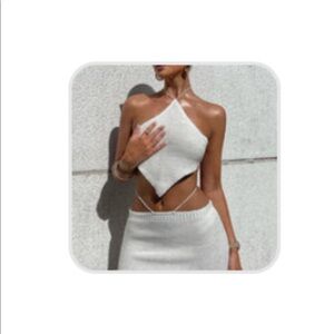 White fox crochet beach cover up set